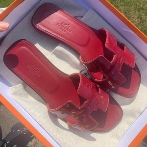 Hermes Oran Ostrich Sandal